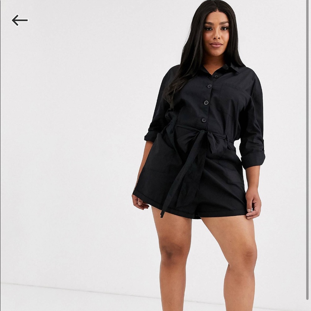 NWOT ASOS black romper with tie waist